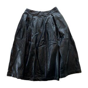 Target | S | Black | High Waist Faux Leather Pleated Mid-Length Skirt